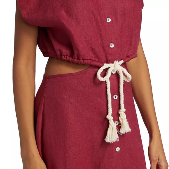 NWOT HEVRON Celine Linen Cut Out Maxi Dress - Picture 2 of 10